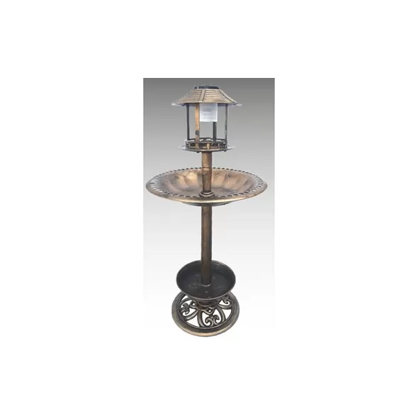 DDI Resin Birdbath with Feeder and Solar Light