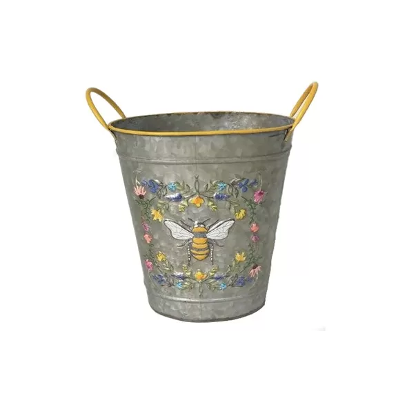 DDI 11.42in Honey Bee Metal Planter Galvanized