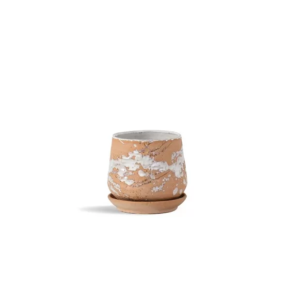 PHG 6.5"x6.5" Hand Rolled Pot With Attached Saucer Artisan Clay
