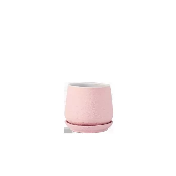 PHG 6.5"x6.5" Hand Rolled Pot With Attached Saucer Sand Pink