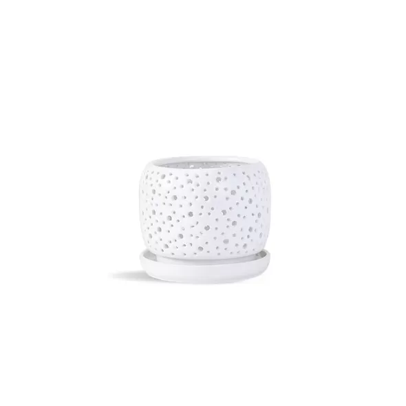 PHG 6"x5.5" Rain Drop Orchid Planter Bright White