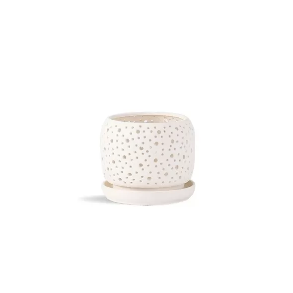 PHG 6"x5.5" Rain Drop Orchid Planter Sand Milky White