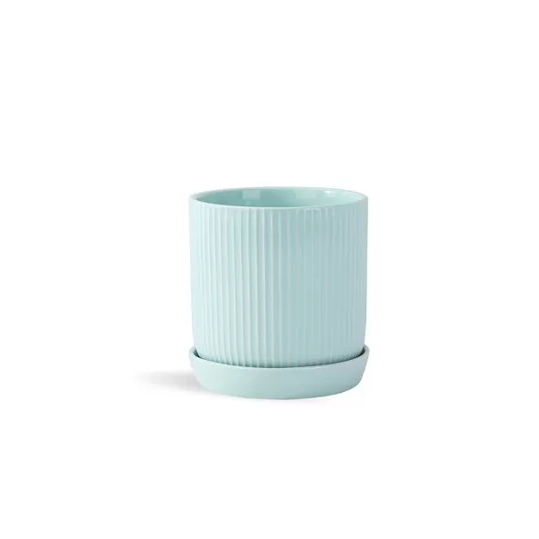 PHG 5"x5.5" Fluted Cylinder Planter Pastel Green Case of 8