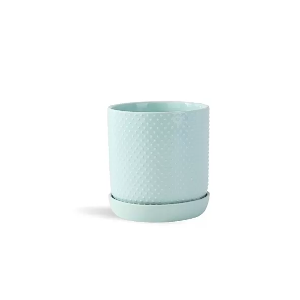 PHG 5"x5.5" Dotted Cylinder Planter Pastel Green Case of 8