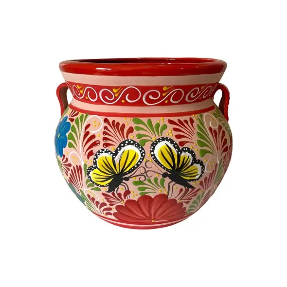 Talavera 14" Bella Especial Michoacana Pot Red