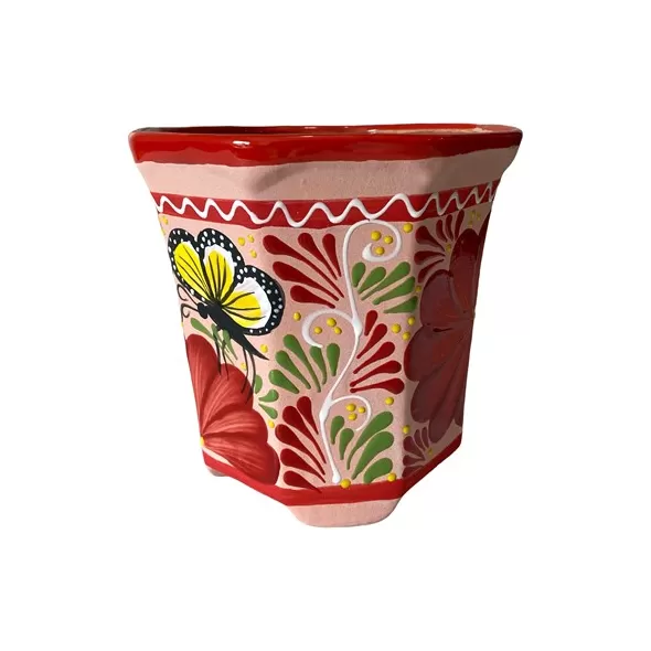 Talavera 12" Bella Especial Octagonal Pot Red