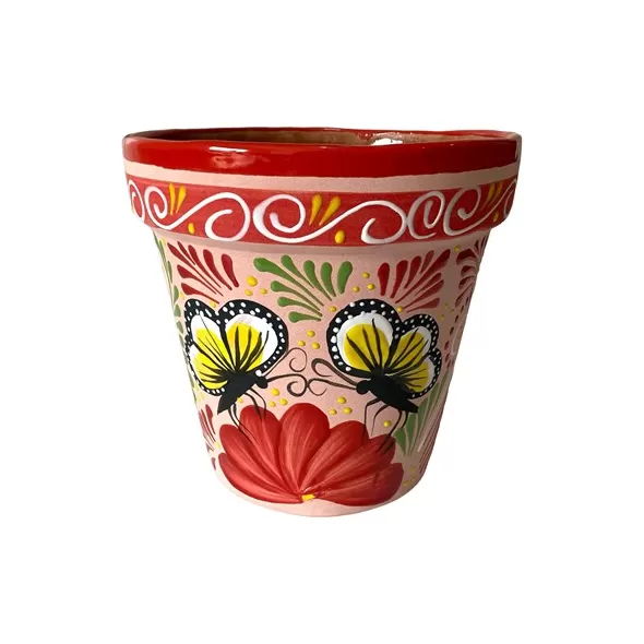 Talavera 7" Bella Especial Flower Pot Red