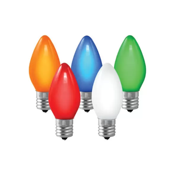 Christmas Light Bulb, Faceted E17 C9 LED Opaque Multi-Colored