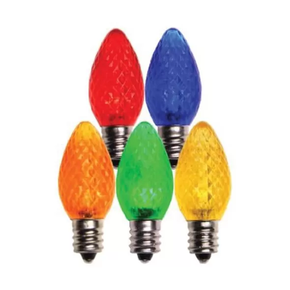 Christmas Light Bulb, Faceted E17 C9 LED Transparent Multi-Colored | BU-LED-FC9-TMU