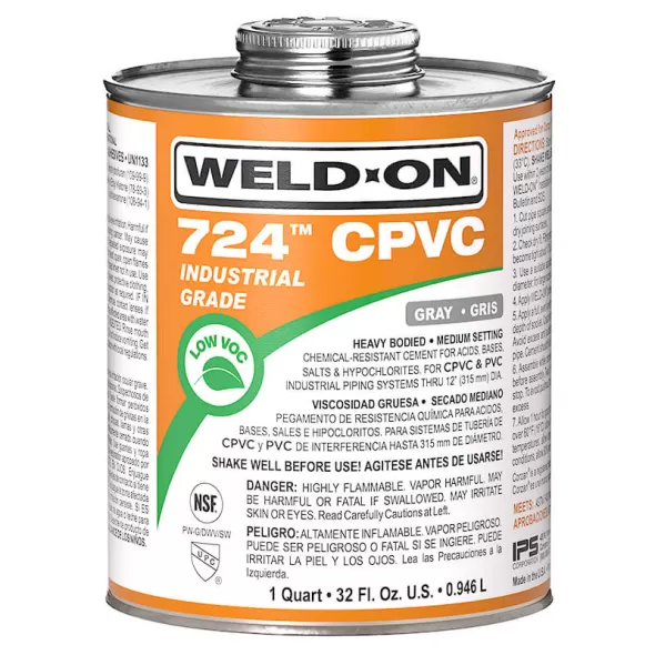 CPVC Cement, 1 qt Metal Can 724 Series Low VOC