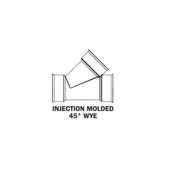 ADS Soiltight Wye, Bell-End HDPE 45 Degrees Degrees Dual Wall Injection Molded N-12, Black 6" | DFD681ST
