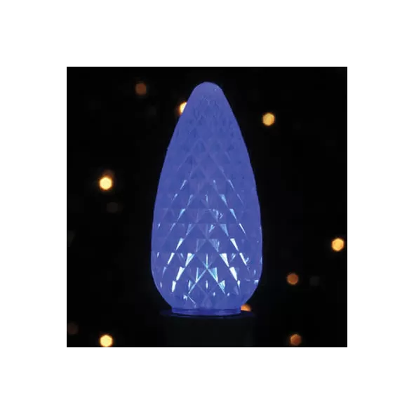 Christmas Light Bulb, Faceted E17 C9 LED Blue Transparent