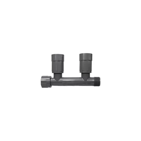 Black PVC Double Tee 1 in. Nut x MTHD x Female Value Connector Manifold | 1201-210