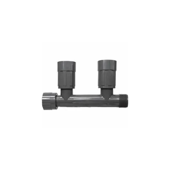 Black PVC Double Tee 1 in. Nut x MTHD x Female Value Connector Manifold | 1201-210