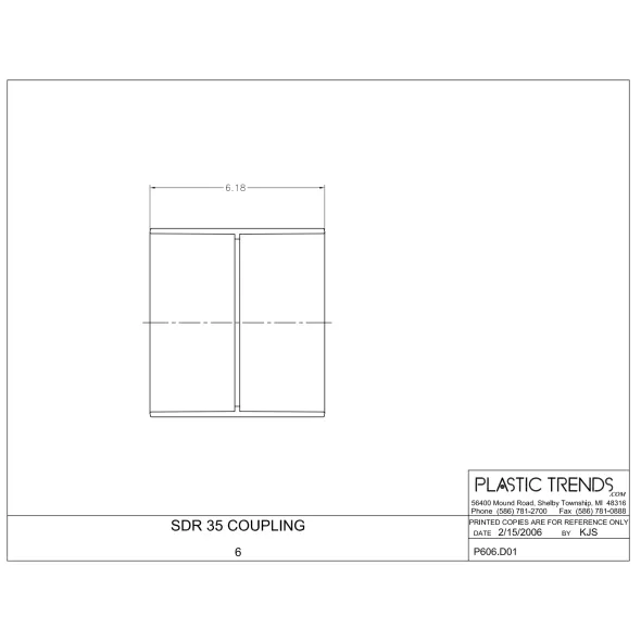 Plastic Trends Stop Coupling, Hub PVC P Series Sdr-35 Solvent Weld | 6P05