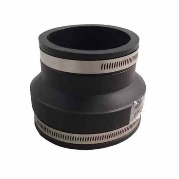 Flexible Coupling, 4" x 3"Clay x PVC Black