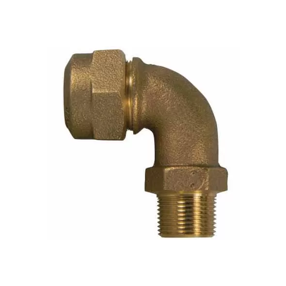Elbow, 3/4"Type Q CTS Compression x MNPT Brass 74779MQ Series 90 Degrees 1/4 Bend