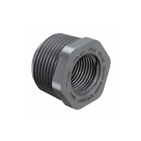 Sch. 40 Gray PVC Reducing Bushing 1 in. x 1/2 in. Socket x FIPT Reduction Flush | 438130G