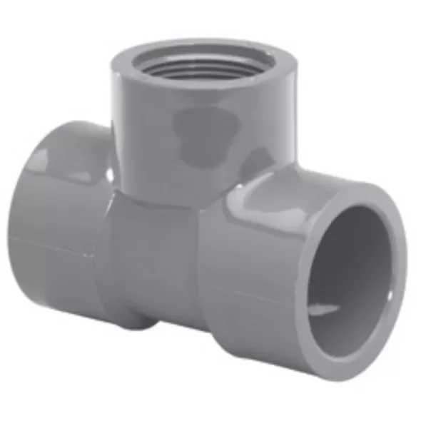 Sch. 80 Gray PVC Tee 3 in. x 3 in. x 2 in. Socket x Socket x Reducing FIPT | 802338