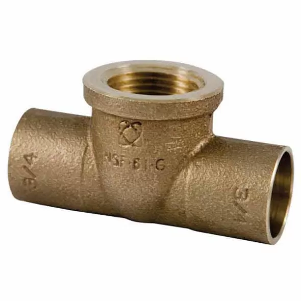 Tee, 1" x 1" x 1/2"Solder Cup x Solder Cup x FNPT Bronze 712R Series