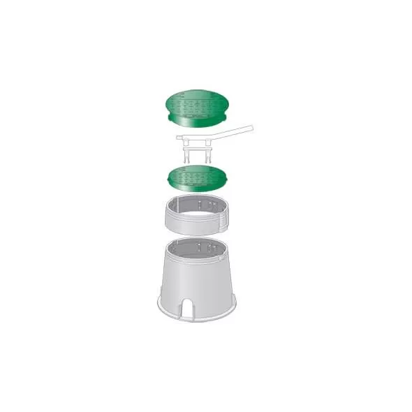 Valve Box, 10" Round Black Box Control Valve with Green Lid