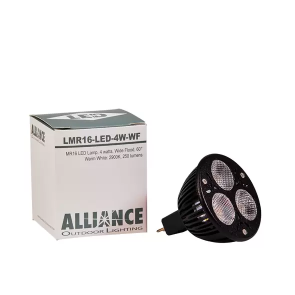 Alliance Lighting Wide Flood Light, 4W MR-16, 250 Lumens 2900K Cree XPC LED | AOLLMR16LED4WWF