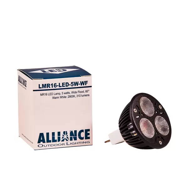 Alliance Lighting Lamp, 5W MR-16, 310 Lumens 2900K Cree XPE LED Wide Flood | AOLLMR16LED5WWF