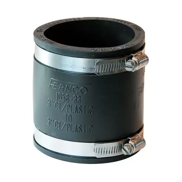 Flexible Coupling, 3"Clay x PVC