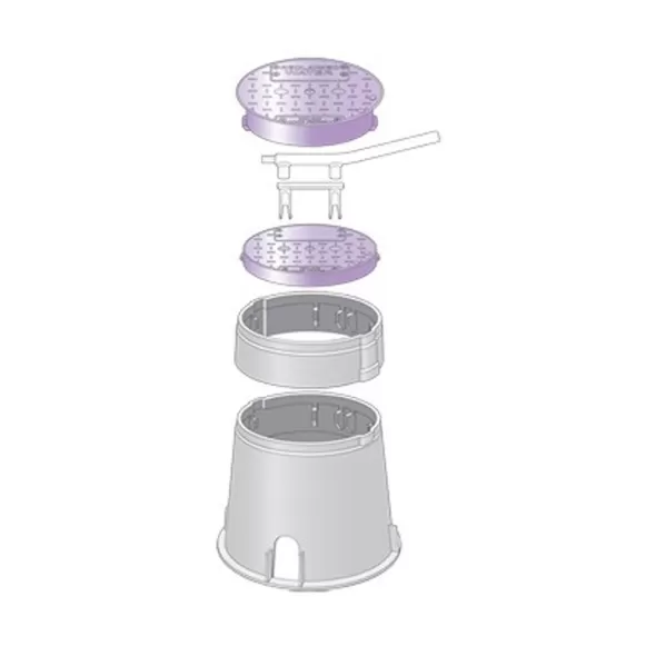 Valve Box, 10" Round Black Box Reclaimed Water with Purple Lid