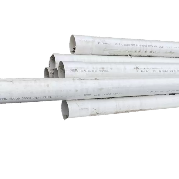 Sewer and Drain Pipe, 4" x 10'Bell End White PVC Solid
