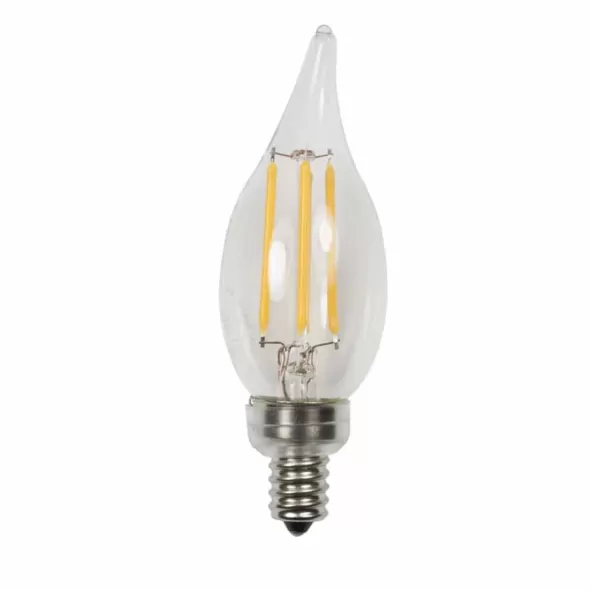 Lamp, 2 W Candelabra 90 130 Lumens 2700K LED Flame Tip Decorative Low Voltage Edge Filament Omni-Directional