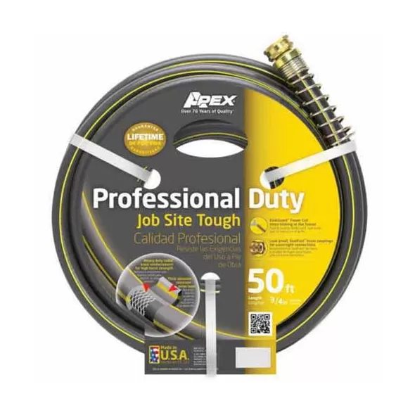 Garden Hose, 3/4" 50' Gray Rubber/Vinyl Professional-Duty Commercial Grade
