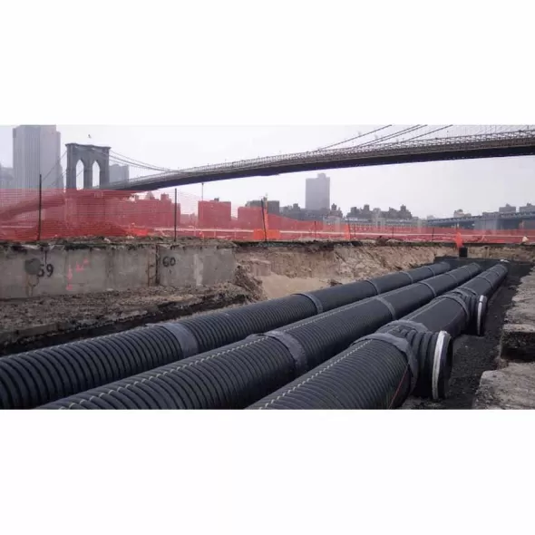 ADS Drainage Pipe, HDPE Dual Wall Perforated Water-Tight N-12, Bell-End x Spigot, 6" x 20' | DPE060DWWT