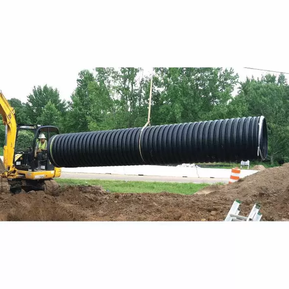 ADS Drainage Pipe, HDPE Dual Wall Soil-Tight N-12 Black, Bell-End x Spigot, 18" x 20' | DPE180DW