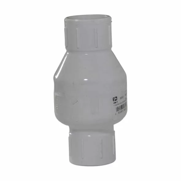 Spring Check Valve, 1-1/2" Slip White PVC 200 psi 1012 Series with Flow Control