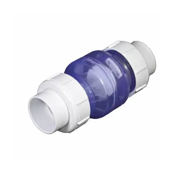 Swing Check Valve, 1-1/2"Slip Clear PVC 125 psi 1700 Series True Union Low-Profile with Flow Control