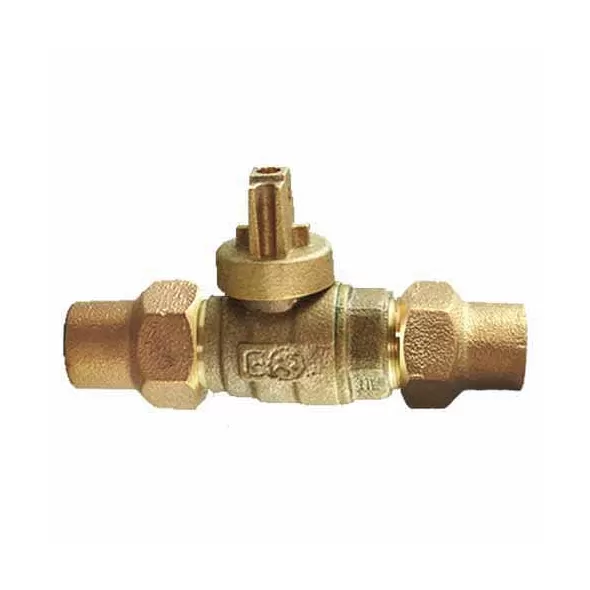 Ball Valve Curb Stop, 1"Copper Flare Lead-Free Cast Brass 300 psi 202NL Series
