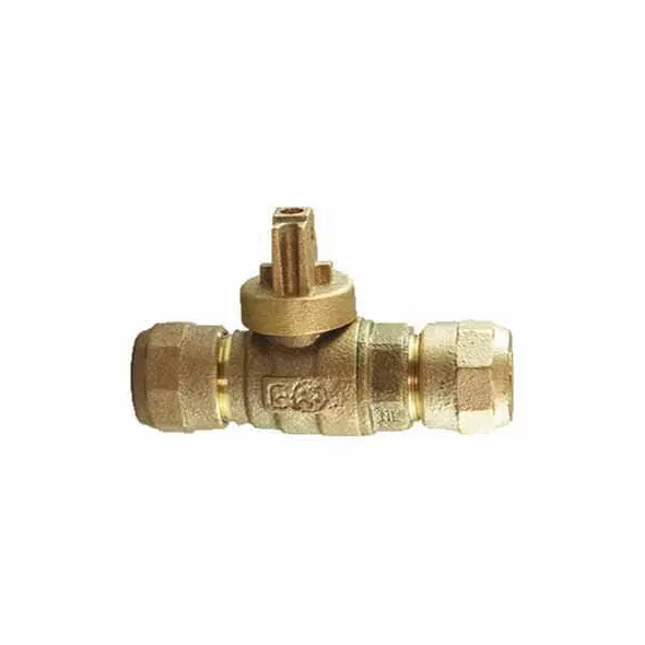 Ball Valve Curb Stop, 1"CB Compression Lead-Free Cast Brass 300 psi 202NL Series