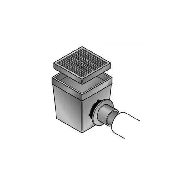 12" x 12" Square Catch Basin Kit E47, 2-Outlet with Green Grate
