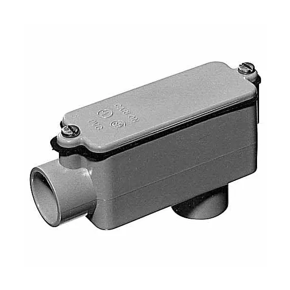 Conduit Body, 1" x 5-9/32" Gray PVC Rigid Type LB Non-Metallic