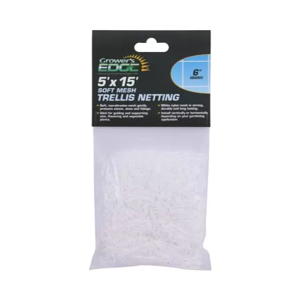 Grower's Edge Soft Mesh Trellis Netting 5 ft x 15 ft w/ 6 in Squares (12/Cs)