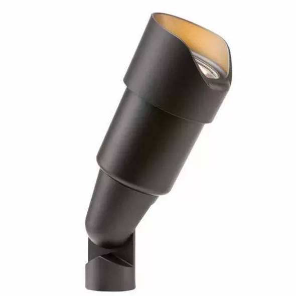 Up Light, GU5.3 MR-16 2700K LED Flat Black Die-Cast Zinc/Aluminum Reflectore Stellato Series 20 Degrees Wide Flood Beam