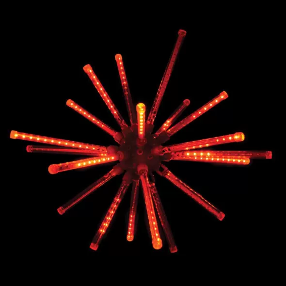 A LED 3D Meteor Burst, 20" Red Steel Frame Low Voltage Combo