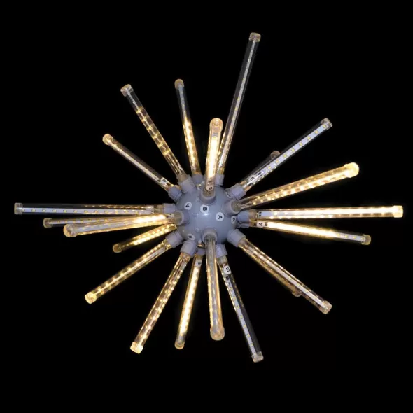 A LED 3D Meteor Burst, 20" Warm White Steel Frame Low Voltage Combo