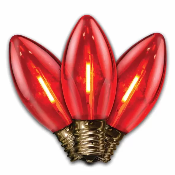 Christmas Light Bulb, Smooth E17 C9 LED Red Transparent Filament
