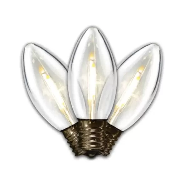 Christmas Light Bulb, Smooth E17 C9 LED Warm White Transparent Filament | BU-25FLD-SC9-TWW