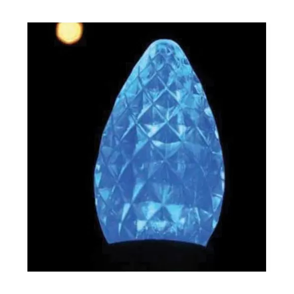 Christmas Light Bulb, Faceted E12 C7 LED Blue Transparent