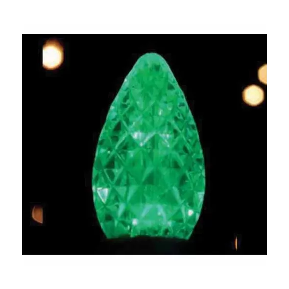 Christmas Light Bulb, Faceted E12 C7 LED Green Transparent