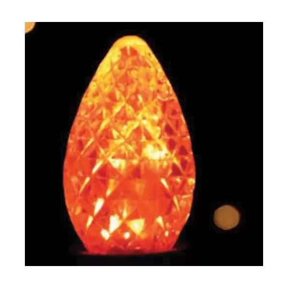 Christmas Light Bulb, Faceted E12 C7 LED Orange Transparent