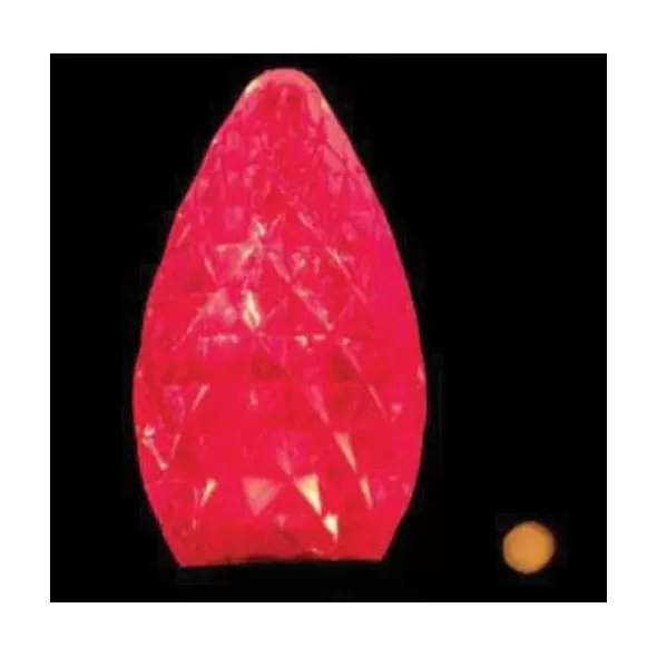 Christmas Light Bulb, Faceted E12 C7 LED Red Transparent | BU-LED-FC7-TRD